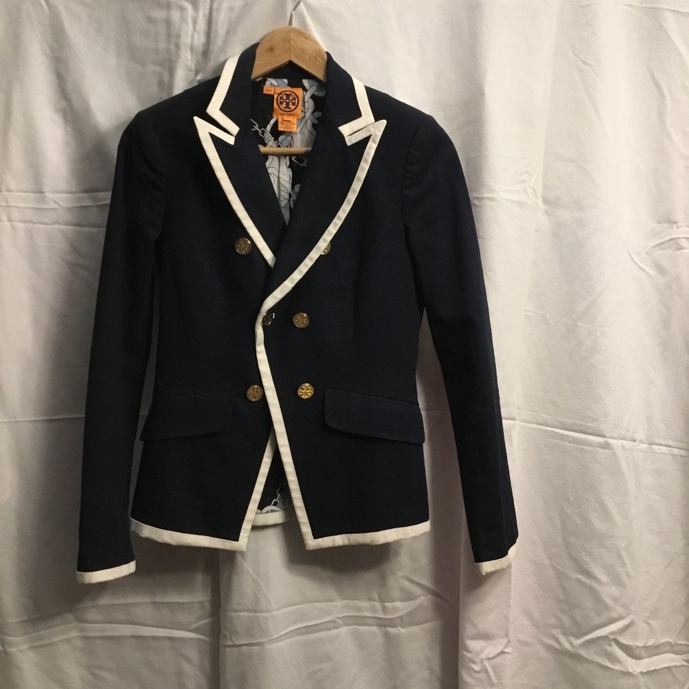 Tory Burch Blue Nautical Blazer